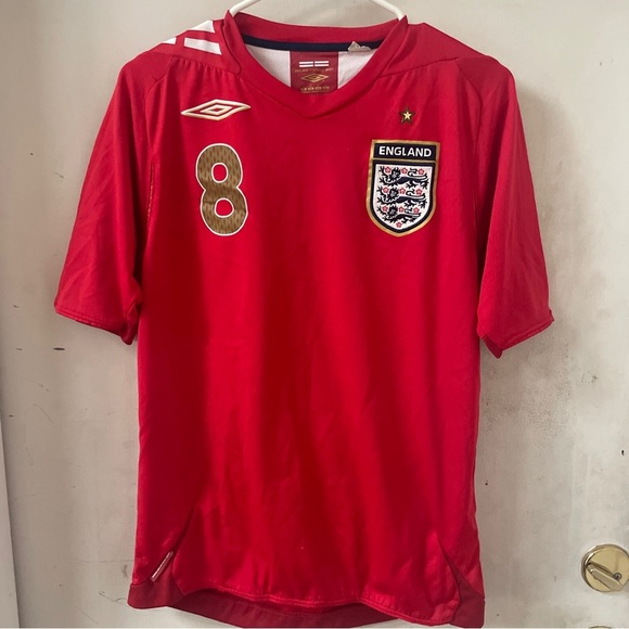 Umbro England #8 Frank Lampard Away Jersey 2006 Season Red Soccer Football Sz S - Picture 1 of 12